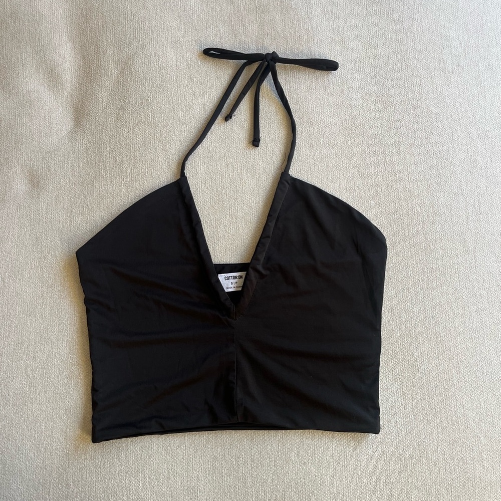 Cotton On Black Halter String Top